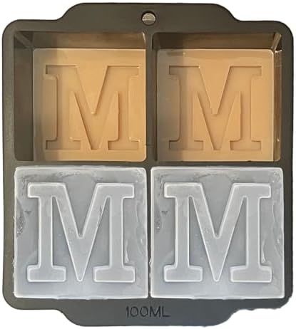 Monogrammed Ice Cubes Mold with Lid, 2 inch Whiskey Ice Cube Tray, Personalized Initials Silicone Cocktail Ice Cube Mold, Wedding Monogram, Thank You Gift, Gifts for Dad (Letter M)