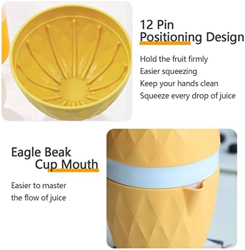 Citrus Juicer Lemon Squeezer, Manual Hand Orange Juicer Squeezer, Fruit Press for Orange, Lemon, Citrus, Grape Juice(Yellow)
