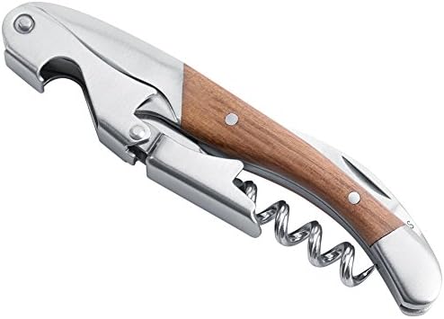 Waiter's Corkscrew Wine Opener, 3 in 1 Wooden Handle Wine Key with Foil Cutter and Bottle Opener, Professional Manual Wine Bottle Opener for Bartenders and Restaurant Servers