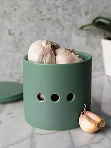 Now Designs Garlic Keeper, Matte Elm Green