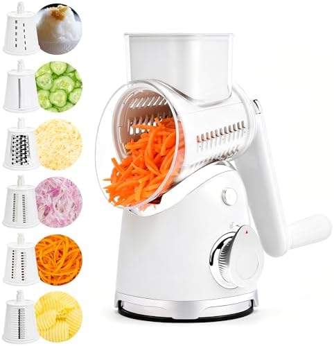 SUSTEAS Rotary Cheese Grater Hand Crank, Kitchen Shredder Vegetable Slicer
