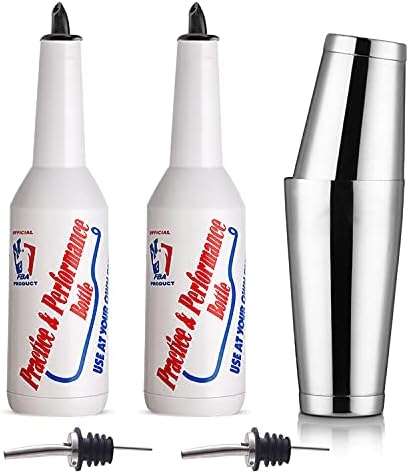 Flair Bottle Bartender Kit 5pcs 2 Flair Bottle, 1 Boston Shaker, Practice & Performance (5pcs Set)