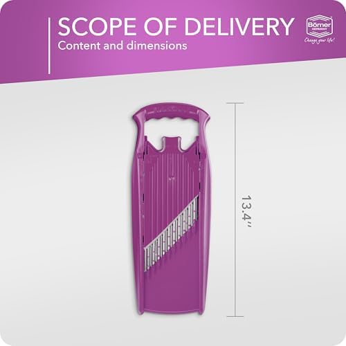 Börner by Reston Lloyd Wave-Waffle Power Line • Crinkle Cut/Spirelli Vegetable Slicer • Slicer for Wave Waffle Cut Style • Multiple Thickness Options • Made in Germany, Purple