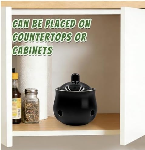 Small Garlic Keeper for Counter, Ceramic Garlic Holder Storage Jar with Lid