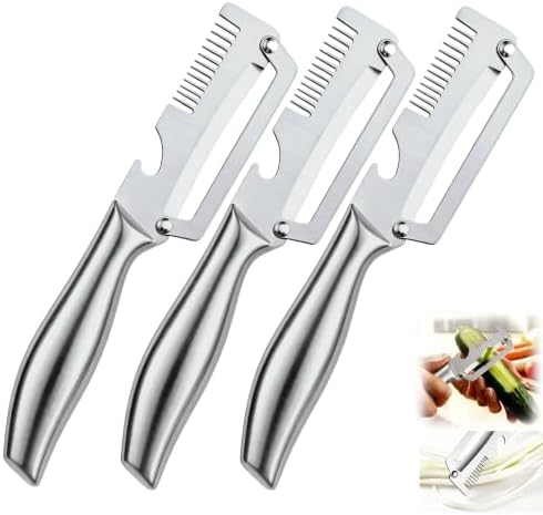 Premium Vegetable Peeler with Wooden Handle and Bottle Opener, Multi-Functional Vegetable Peeler for Fruit Pumpkin Peeling Potato and other vegetables or fruits (B-3pcs)