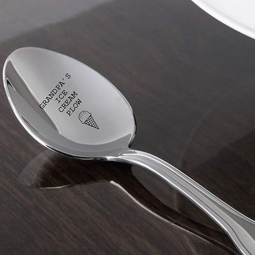Gift for Grandpa - Grandpa's Ice Cream Plow | Birthday Gift for Grandfather | Funny Ice Cream Lover's Gift | Christmas Gift for Grand Parents | Engraved Spoon