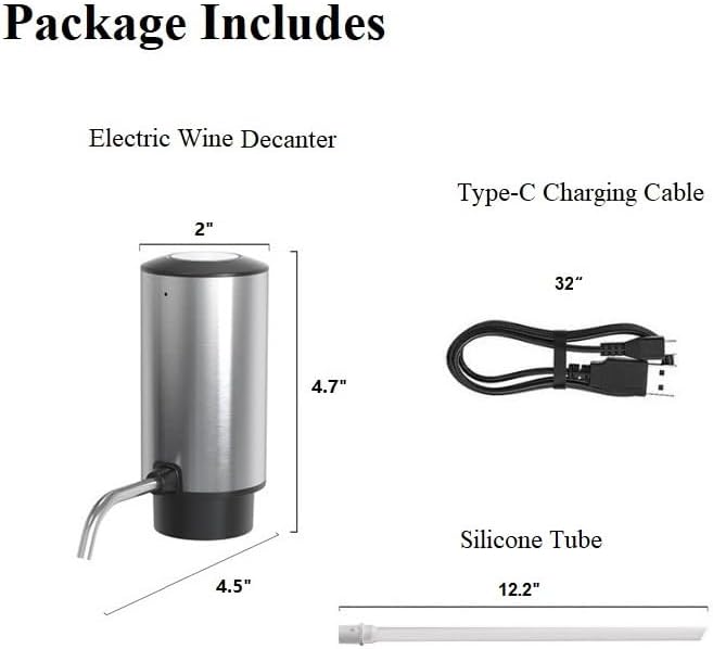 Rechargeable Electric Wine Aerator & Decanter, CorporateGiftPro Wine Pourer Spout, Automatic Wine Dispenser, Wine Accessory Gift for Wine Lovers (Stainless Steel)