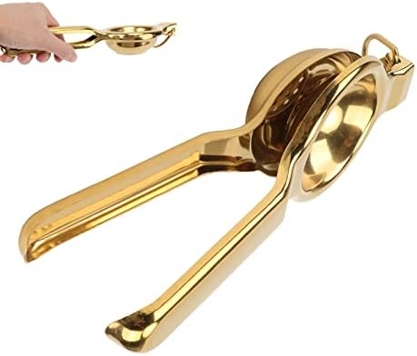 Fdit Stainless Steel Manual Squeezer Handheld Juicer Citrus Fruit Squeezer Manual Citrus Juicer Hand Press for Juicing Oranges, Pomegranate, Lemon (Gold)