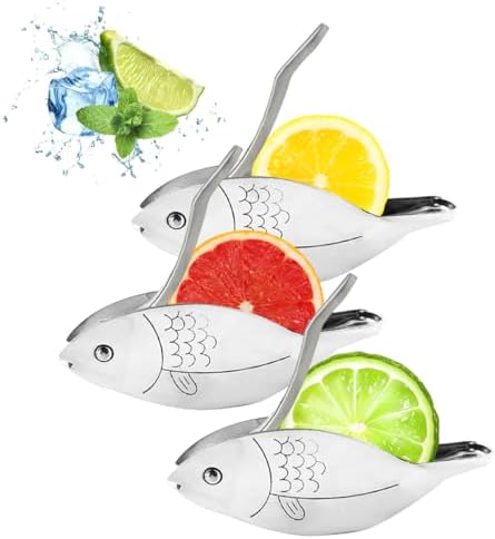 3pcs Fish Lemon Juicer, Manual Lemon Squeezer, Portable Lime Juicer, Fish Shape Hand Press Juicer for Orange, Lemon, Lime, Pomegranate