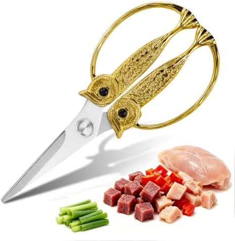 XSNBRD Kitchen Scissors Heavy Duty, Golden Stainless Steel Owl Shears.
