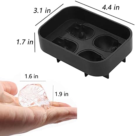 Skull Ice Cube Mold Tray - Vilei 2 Pack 3D Skull Ice Cube Tray Ice Mold Silicone Whiskey Ice Mold with Transparent lid for Iced Coffee Cup,Cocktails,Chocolate,Cake and Partie