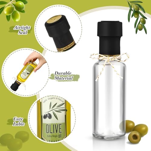Reallnaive 20 Pcs 4oz Mini Olive Oil Bottles Bulk, Circle, Clear