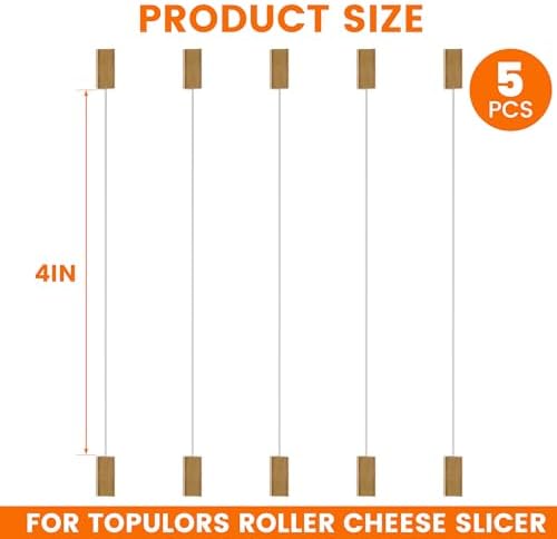 Cheese Slicer Stainless Steel Wire Cheese Cutter Slicer for Mozzarella, Cheddar, Gouda, And More Block Cheese - Heavy Duty Slicer With 6 Extra Replacement Cutting Wire Adjustable Thickness
