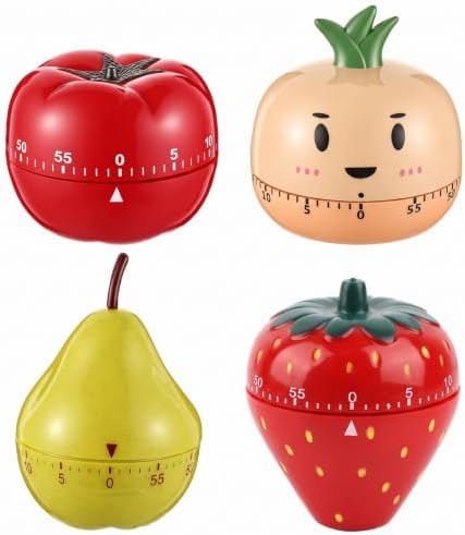 Amylove 4 Pcs Cute Mechanical Kitchen Timer Fruit 60 Minutes