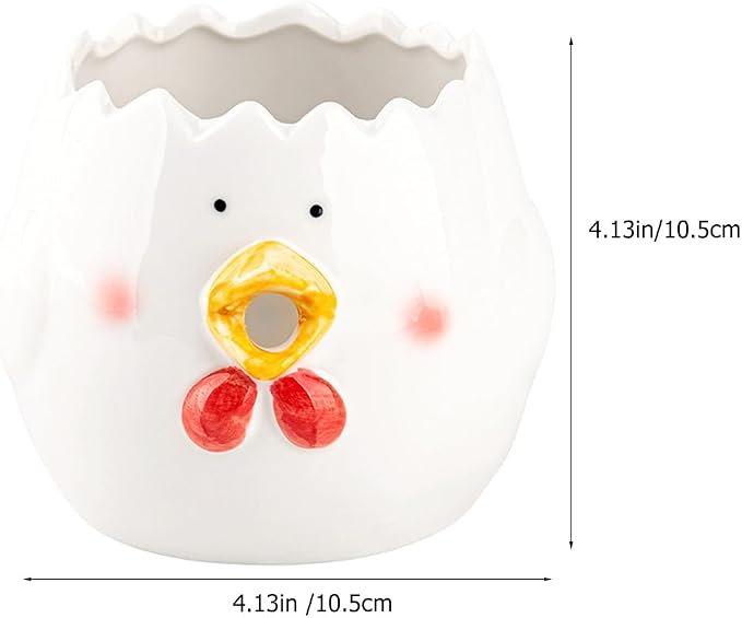 Ceramic Egg Separator Chick Shape Lightweight Kitchen Tool for Yolk and White Separation 4.1X4.1X3.9 Inch