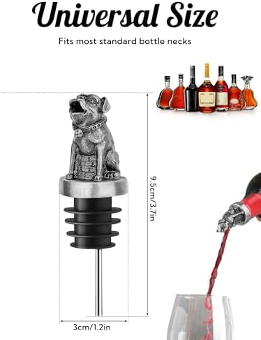 Animal Wine Pourer Spout, Drip Free Bottle Pourer & Stopper for Wine and Liquor Bottles, Funny Gift for Men, Dad, Hostess and Housewarming, Bar Cart Accessory for Holiday Party Decor, Multiple Animal