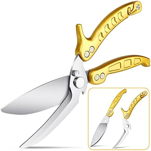 DRAGON RIOT Poultry Shears, Heavy Duty Kitchen Scissors, Golden | Stainless Steel, Dishwasher Safe, For Cutting Chicken, Poultry, Meat and Turkey