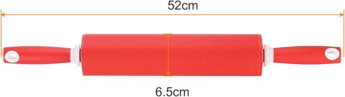 HARFINGTON Silicone Rolling Pins for Baking 20.5 Inch Rubber Handle Non-Stick Rolling Pin Small Roller Playdough Rolling Pins for Dough Pizza Pastry Fondant Kitchen, Red