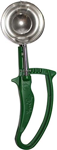 Tiger Chef 2 2/3-Oz. Green Easy Grip Left & Right Ergonomic Squeeze Handle Ice Cream Scooper, All-purpose Stainless Steel Dishers For Ice Cream, Cookie Dough, Meat Balls, Rice, etc. NSF Certified