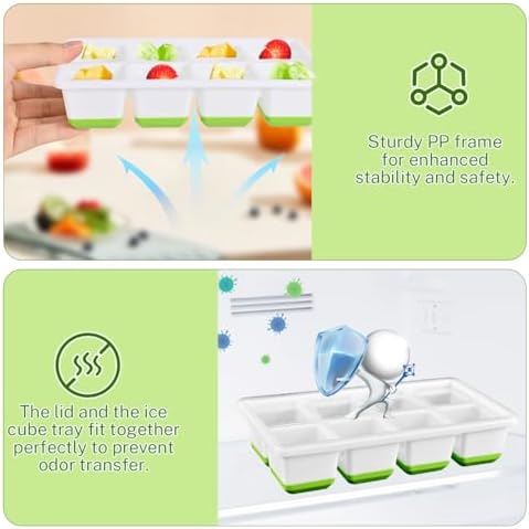 Ice Cube Tray with Lid, 3-Pack Large Silicone Ice Cube Tray