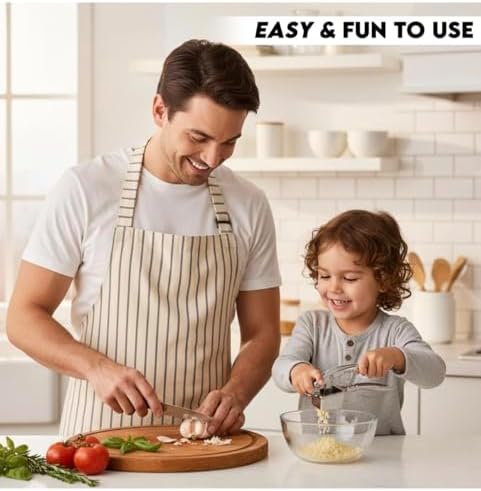 4-in-1 Stainless Steel Finish Garlic Press, Crusher, Mincer, Nut Cracker, Herb Plucker, Bottle Opener, Zinc Alloy Kitchen Tool