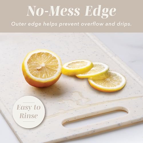 COOK WITH COLOR Non-Slip Cutting Board Set – Kitchen Essentials with Easy Grip Handle for Meat, Veggies, and Fruits, 4 Cutting Boards, Speckled White