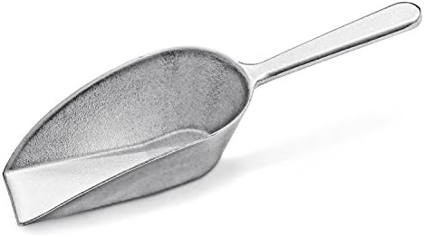 New Star Foodservice One-Piece Cast Aluminum Flat Bottom Bar Ice Flour Utility Scoop, 7-Ounce, Silver