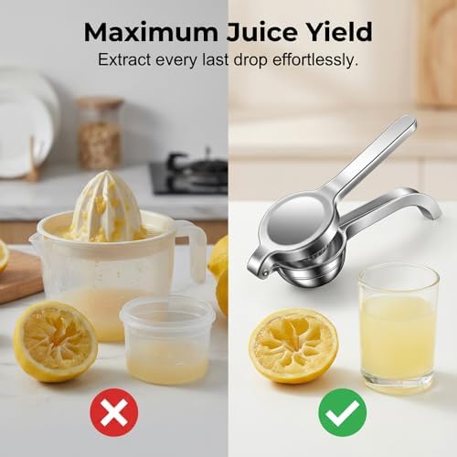 Handheld Lemon Juice Squeezer, Lemon Squeezer Stainless Steel, Manual Fruit Juice Squeezer, Heavy Duty Citrus Press Juicer, Ergonomic Hand Press Juicer for Lime, Orange, Grapefruit, Pomegranate (1pcs)