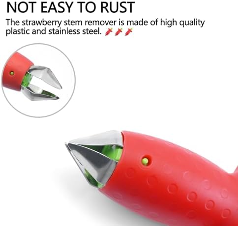 2pcs Strawberry Huller, Strawberry Stem and Leaf Remover Multi Function Fruit Corers Tool for Tomato Pineapple, Baking and Jam Making, Red