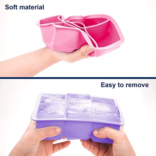 Excnorm Silicone Ice Cube Trays, 3‑Pack Large Square Molds with Lid