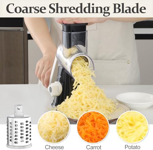 Cambom Rotary Cheese Grater Hand Crank Cheese Shredder, Black