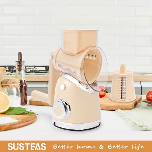SUSTEAS Rotary Cheese Grater Hand Crank, Kitchen Shredder Vegetable Slicer