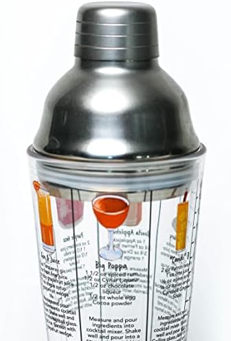 14 oz Recipe Glass Cocktail Shaker With Strainer Top - Includes 6 Cocktail Drink Recipes (Hip Hop Theme)