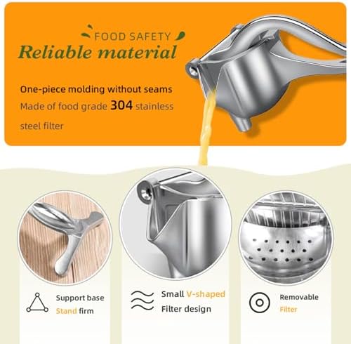 Juicer, Fresh Fruit Juice Extractor Aluminum Alloy, Juice Squeezer Handheld, manual juicer, Easy to Clean with 0.6L Capacity, Heavy Duty Single Press Lemon Squeezer for Lemon, Orange, Grape