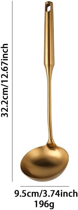 Soup Ladle, 304 Stainless Steel Soup Spoon with with Vacuum Ergonomic Round Handle,Durable & Sturdy Kitchen Ladle Spoon,Serving Ladle for Cooking,Portioning, Gravy,Sauces,12.67inch
