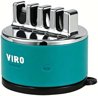 VIRO Compact Suction Kitchen Chef Knife Scissors Sharpener for Straight & Serrated Knives, 4-Stage Knife Sharpening Tool Helps Repair and Restore Blades, Lake Green