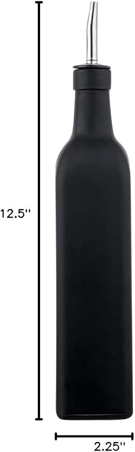 Restaurantware-Chef 101 16.9 Ounce Olive Oil Dispenser, 1 Kitchen Oil Dispenser Bottle - With Stainless Steel Pourer, Non-Leaking, Black Glass Pourer, For Cooking Or Salad Dressings