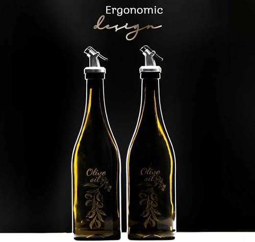 Glass Olive Oil Dispenser Set, Vinegar, Oil Dispencer, Oil Bottles for Kitchen, Pomegranate Syrup Dispencer, Vinegar Bottle (750ml/25oz) (2 Pieces Classic)