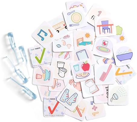 TIME TIMER Visual Schedule Package - 8-inch 60 Minute Visual Routine Timer with Dry Erase Board, PECS Cards, and Whiteboard Marker - for Kids Desk, Classroom, Home, and Routines (Orange)