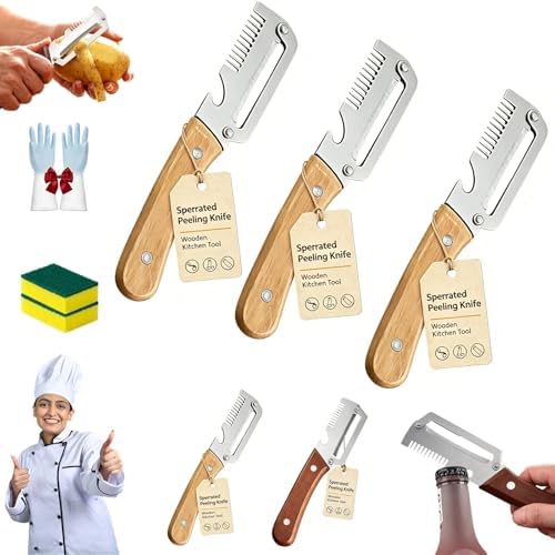 Ultimate Kitchen Multi Tool Peeler, Precision Peeler Pro, Solid Wood Non-Slip Handle, 3 in 1 vegetable peeler set, 2.5 mm Zero Pressure Peelers, for Cane, Potato, Fruit, Easy to Clean (3 PCS B)
