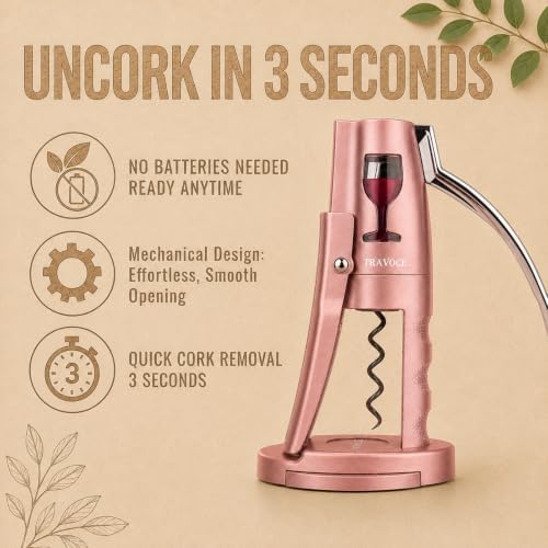 TRAVOCE Manual Lever Wine Opener with Foil Cutter, Bronze Tone