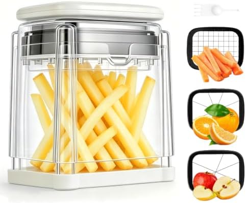 SUSTEAS French Fry Cutter with 3 Interchangeable Blades, Potato Cutter
