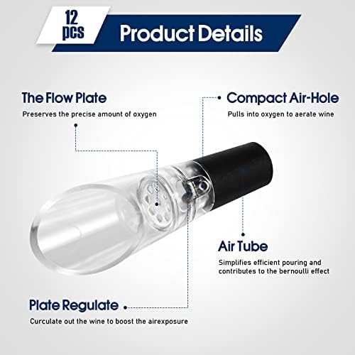 12 Pieces Wine Aerator Pourer Aerating Spout and Decanter for Wine Bottles