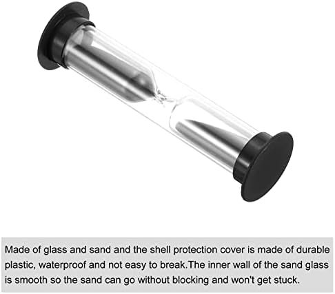 PATIKIL 3 Minute Sand Timer, 4Pcs Small Sandy Clock with Plastic Cover, Count Down Sand Glass for Games, Kitchen, Party Favors DIY Decoration, Black