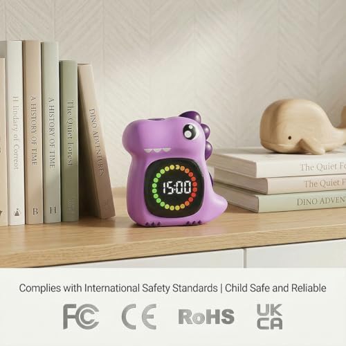 Purple Dinosaur Visual Timer for Kids, Girls Countdown Timer