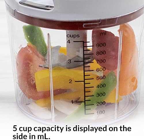 Valore Manual Food Processor Vegetable Chopper Large 1.2L (5 Cup) – Heavy Duty Garlic & Onion Cutter – Portable All-Purpose Quick Chop Kitchen Essential