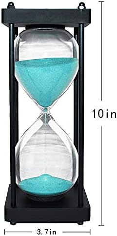 Hourglass Timer 60 Minute, Black Wooden Sand Timer, Green