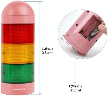 KADAMS Visual Timer for Kids with Pre-Alarm, Traffic Light Countdown Timer for ADHD Toddlers Classroom 24H Digital Timer, 5 Volume Levels Mute Pause Memory for Homework Learning Home Routine