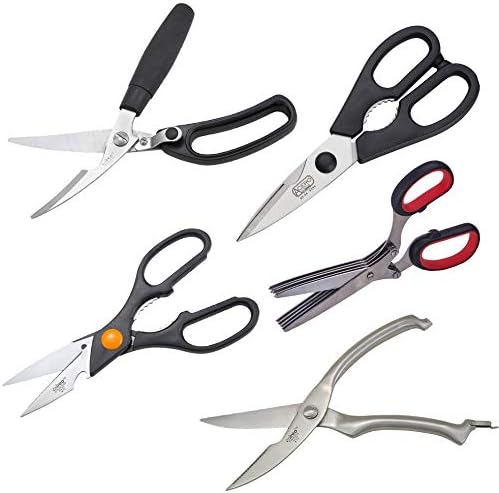 Tiger Chef Kitchen Shears Heavy Duty Poultry Scissors Stainless Steel Professional Shears - Set of 5 Kitchen, Poultry Herb Shears