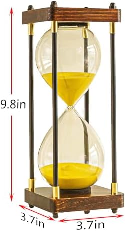 Large Sand Timer, Hourglass Timer 60 Minutes,Vintage Wooden Hour Glass Timer,Modern Home Kitchen Office Decoration (Gold)